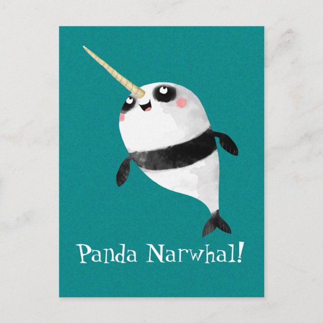Cartão Postal Narval e Panda em Um (Frente)
