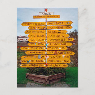 Cartão Postal Narvik signpost