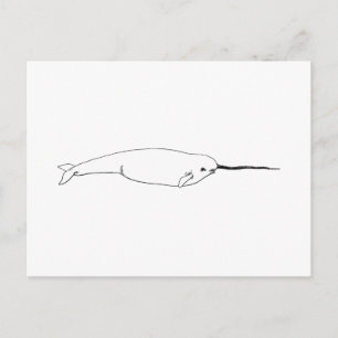 Cartão Postal Narwhal (linha ilustração da arte)