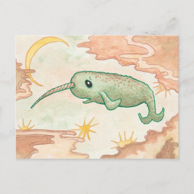 Cartão Postal Narwhal & Moon (Frente)