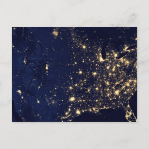 Cartão Postal Nasa Lights from Space USA