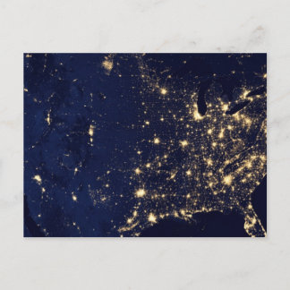 Cartão Postal Nasa Lights from Space USA