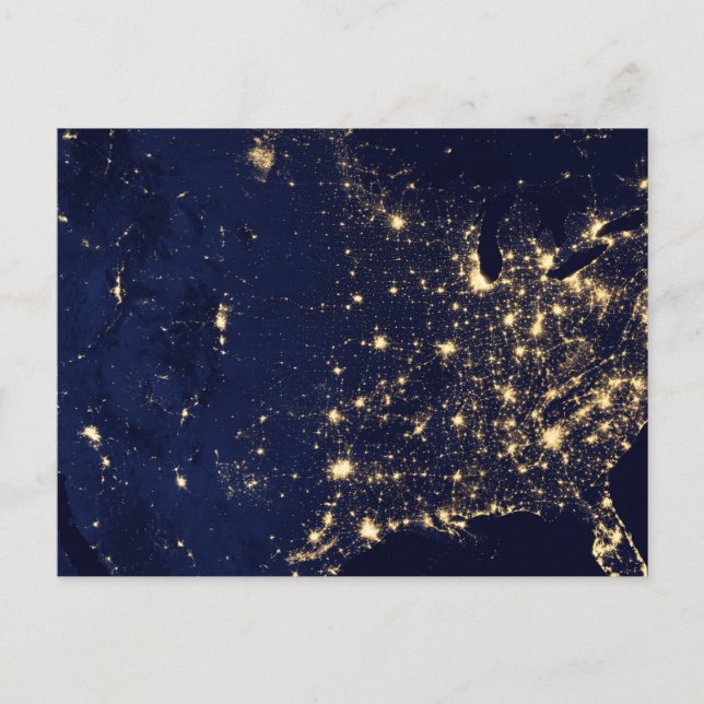 Cartão Postal Nasa Lights from Space USA (Frente)