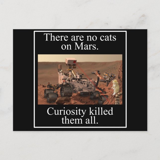 Cartão Postal NASA's Curiosity Rover & No Cats On Mars (Frente)
