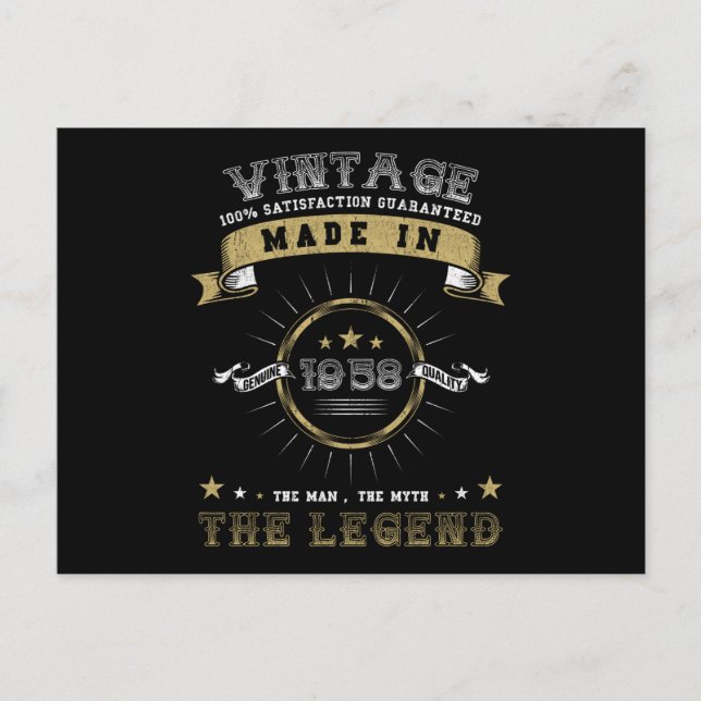 Cartão Postal nascer Birthday Vintage 1958 (Frente)