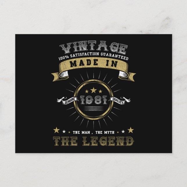 Cartão Postal nascer Birthday Vintage 1981 (Frente)