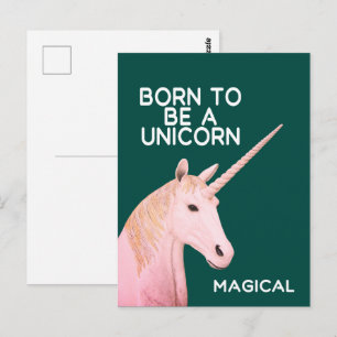 Cartão Postal Nascer de ser uma Estátua de Unicórnio e Mágica
