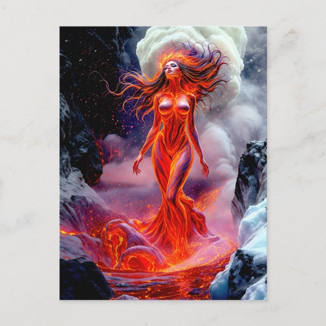 Cartão Postal "Nascer do Inferno" - Retrato da Mulher Vulcânica (Frente)