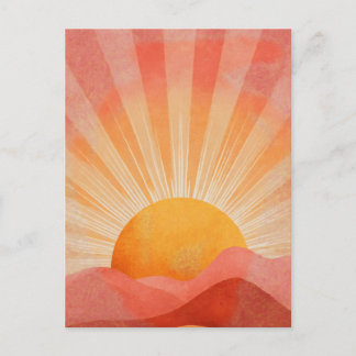 Cartão Postal Nascer do sol boho rosa e laranja