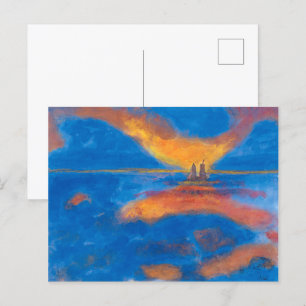 Cartão Postal Nascer do sol no mar Emil Nolde