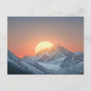 Cartão Postal Nascer do Sol Sobre Montanhas Nevadas