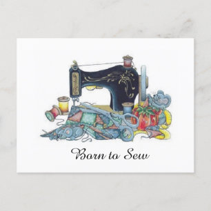 Cartão Postal Nascer para mastigar. Máquina de costura.
