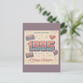 Cartão Postal Nascido em 1985 Vintage | Retro 80s Edição Limitad
