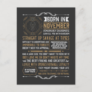 Cartão Postal Nascido Em Novembro Aniversário Escorpião Zodíaco 