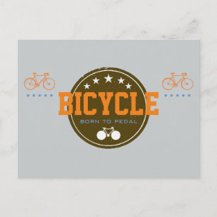 Cartão Postal nascido para pedalar bicicleta-temático