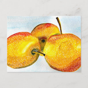 Cartão Postal Nashi pera fruta de aquarela amarela