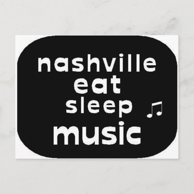 Cartão Postal Nashville Eat Sleep Music (Frente)