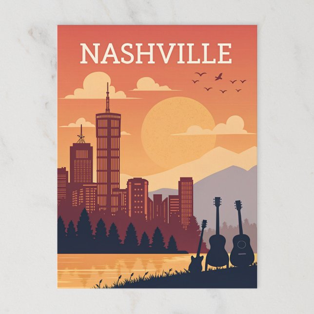 Cartão Postal Nashville: Music City Skyline no Sunset (Criador carregado)