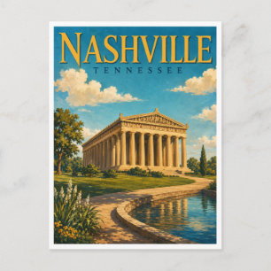 Cartão Postal Nashville Tennessee Aquarela GeoSaga