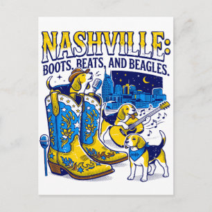 Cartão Postal Nashville Tennessee Botas, Batidas e Beagles