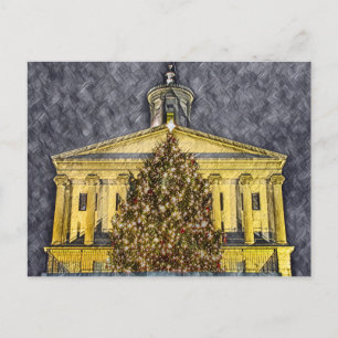 Cartão Postal Nashville Tennessee Capitólio Árvore de Natal