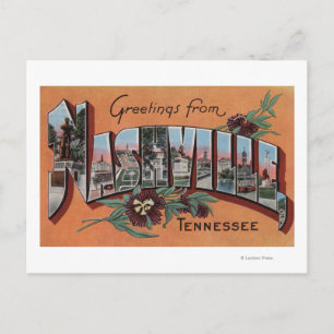 Cartão Postal Nashville, Tennessee - Cenas com Letras Grandes