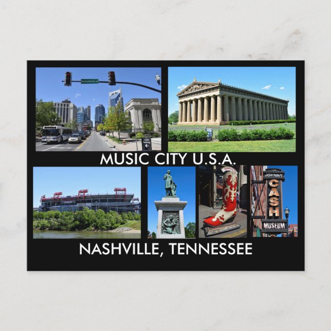 Cartão Postal Nashville Tennessee Music City USA (Frente)