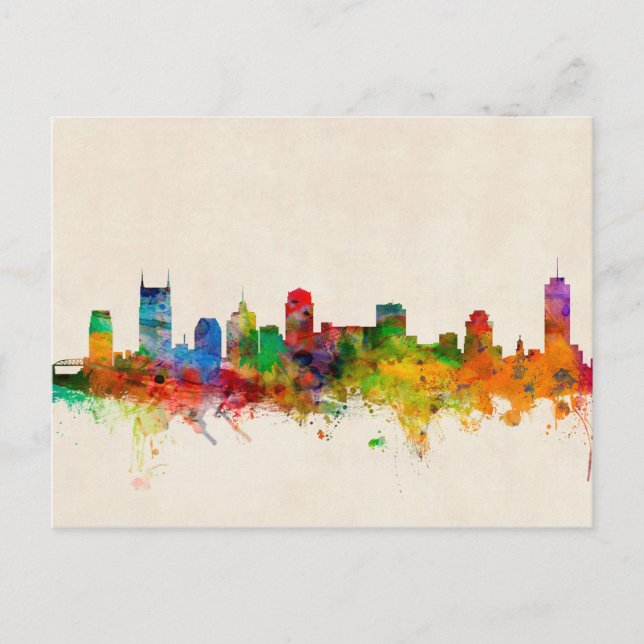 Cartão Postal Nashville Tennessee Skyline Cityscape (Frente)