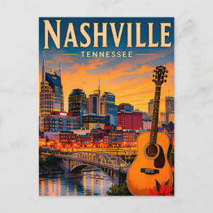 Cartão Postal 🎸 Nashville Tennessee Skyline E Music Row