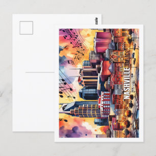 Cartão Postal Nashville Tennessee USA Famous Place watercolor