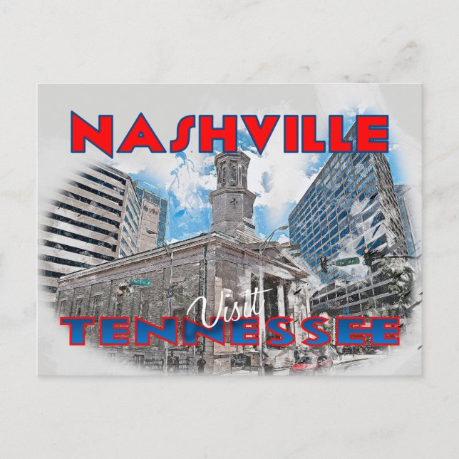 Cartão Postal Nashville, Visite Tennessee (Frente)