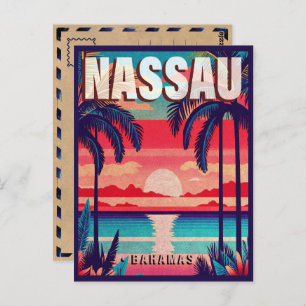 Cartão Postal Nassau Bahamas Retro Sunset Souvenir 1950