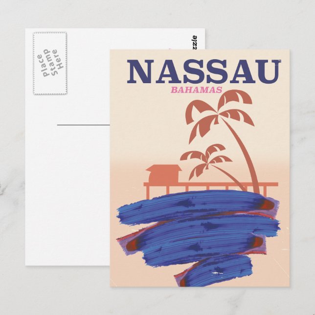 Cartão Postal Nassau Bahamas viagem poster (Frente/Verso)