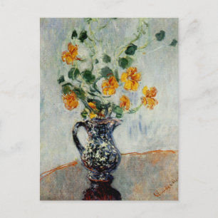Cartão Postal Nasturtiums in a Blue Vase by Monet