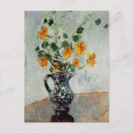 Cartão Postal Nasturtiums in a Blue Vase by Monet