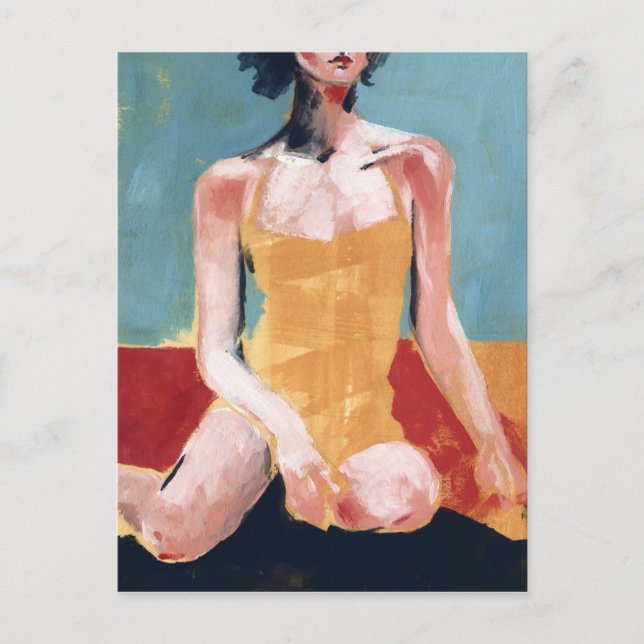 Cartão Postal Natação de vinheta - maiô amarelo (Frente)