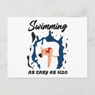 Cartão Postal Natação Fácil como H2O - Design de Natação Diverti