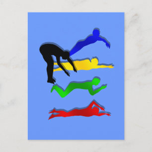 Cartão Postal Natação Nadadores Esportes Aquáticos Nadar