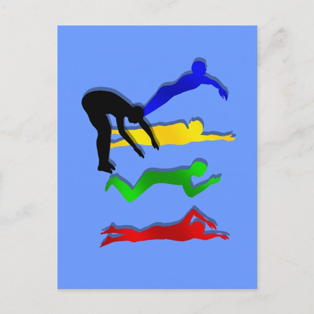 Cartão Postal Natação Nadadores Esportes Aquáticos Nadar (Frente)