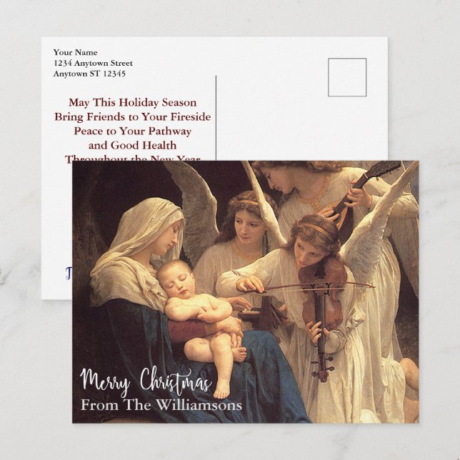 Cartão Postal Natais vintages Angels Serenade Mary Personalizado (Frente/Verso)