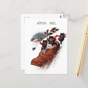 Cartão Postal natais vintages Felinos Festivos Feriado