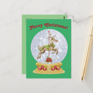 Cartão Postal Natais vintages Feliz Ir ao Redor do Globo de Neve