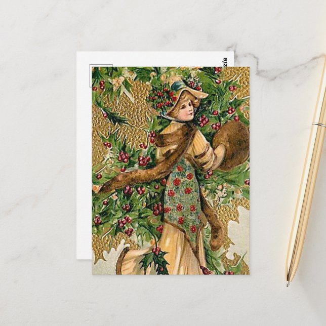 Cartão Postal natais vintages festivos (Frente/Verso In Situ)