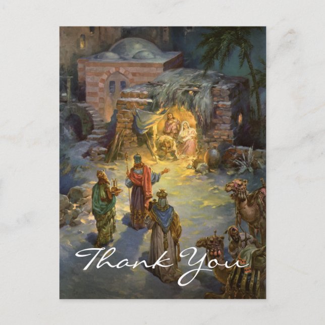 Cartão Postal Natais vintages Obrigado (Frente)