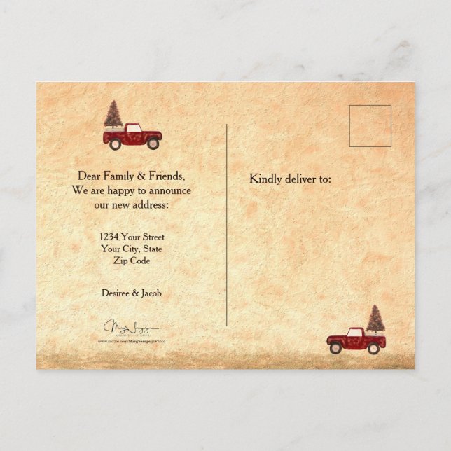 Cartão Postal Natais vintages Red Truck Country Russo (Verso)