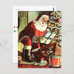 Cartão Postal Natais vintages, Retro Papai Noel com Presentes