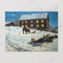 Cartão Postal natais vintages Rustic Winter Home