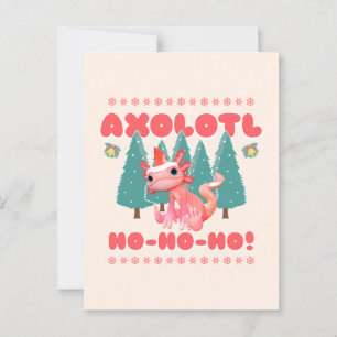 Cartão Postal Natal Alegre Divertido Axolotl Ho-Ho-Ho!