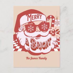 Cartão Postal Natal Alegre e Alegre Groovy de Natal Retro