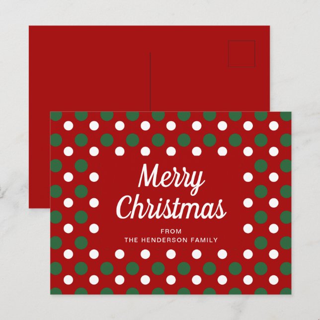 Cartão Postal Natal Alegre Pontos Vermelhos (Frente/Verso)